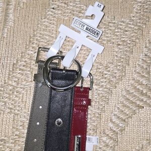 Steve Madden Trio Belt Set in Black, Brown, and Red